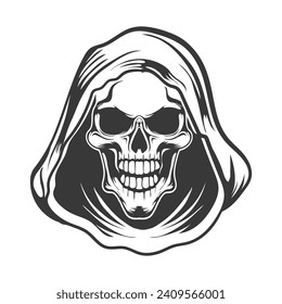 
Spooky grim reaper ghost skull vector design