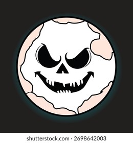 Espeluznante cara de luna sonriente para Halloween