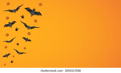 Spooky Halloween Background Bat Pumpkin Moon Stock Vector (Royalty Free ...