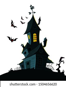 Spooky Halloween background with hounted scary house