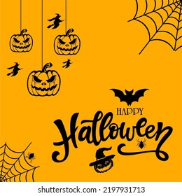 Spooky Halloween background with spider web. Cool and horror designs. Poster, banner, flyer for night event Halloween  party and halloween day