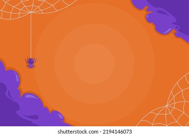 spooky halloween background template with hanging spider