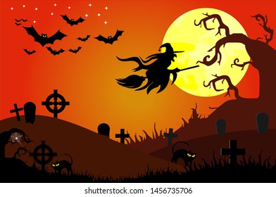 Spooky halloween backgrounds, orange horror background. Celebration theme