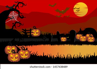 Spooky halloween backgrounds, orange horror background. Celebration theme