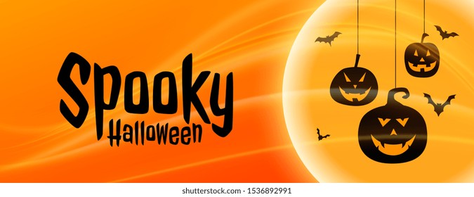spooky halloween banner with hanging pumpkin shapes