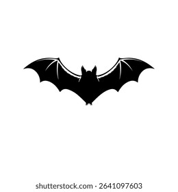 Spooky Halloween Bat and Haunted House Silhouette	
