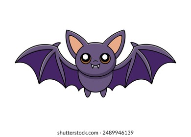 Spooky Halloween bat vector in cartoon style, perfect for clipart and line art designs