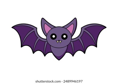 Spooky Halloween bat vector in cartoon style, perfect for clipart and line art designs