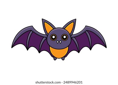 Spooky Halloween bat vector in cartoon style, perfect for clipart and line art designs