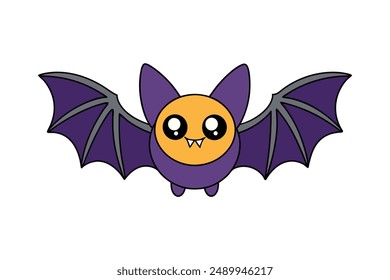 Spooky Halloween bat vector in cartoon style, perfect for clipart and line art designs