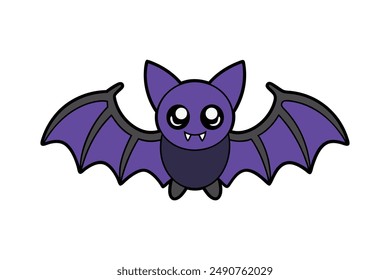 Spooky Halloween bat vector in cartoon style, perfect for clipart and line art designs