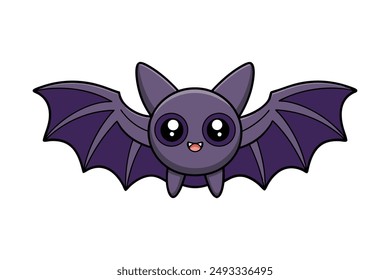Spooky Halloween bat vector in cartoon style, perfect for clipart and line art designs