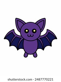Spooky Halloween Bat Vector Icon Illustration - Halloween Clipart and Vector Art