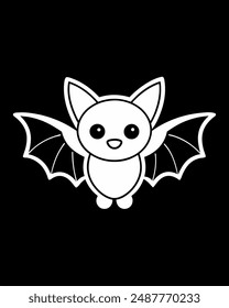 Spooky Halloween Bat Vector Icon Illustration - Halloween Clipart and Vector Art