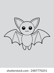 Spooky Halloween Bat Vector Icon Illustration - Halloween Clipart and Vector Art