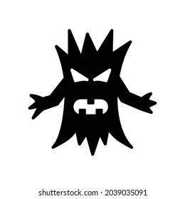 Spooky Halloween Black Tree with Creepy Face Silhouette Icon. Scary Monster Tree with Branch Hand Glyph Pictogram. Halloween Decoration Icon. Isolated Vector Illustration.