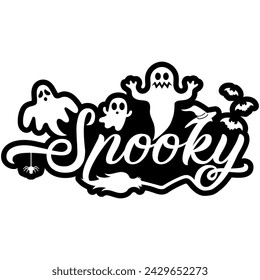 spooky halloween black vector graphic design and cut file