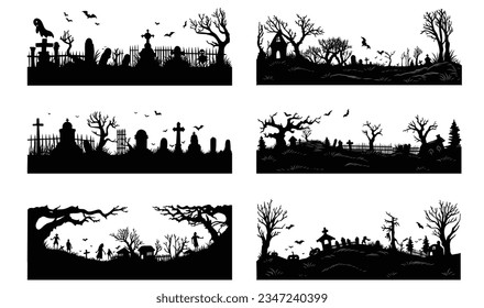 Spooky halloween Grenzillustration, Cute Cartoon Style Illustration für Kinderurlaub