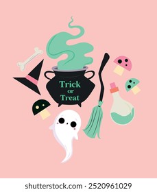 Spooky  halloween cartoon elements set