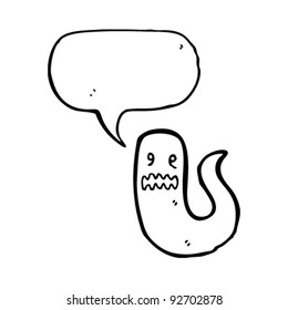 spooky halloween cartoon ghost with speech bubble