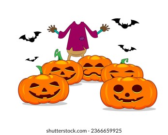 Spooky Halloween Cartoon: Jack o Lantern Magic for a Festive October Celebration, Creepy Cartoon Pumpkin, 