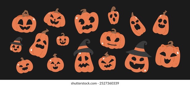 Pacote de adesivos de abóbora de Jack-o-lanterna assustador de Halloween