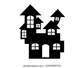 Spooky Halloween Castle Silhouette Illustration