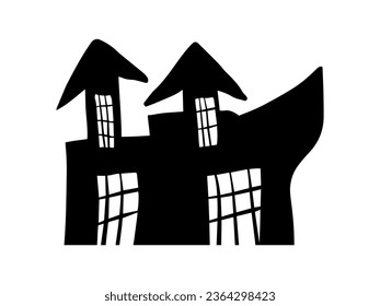 Spooky Halloween Castle Silhouette Illustration