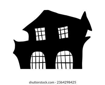 Spooky Halloween Castle Silhouette Illustration