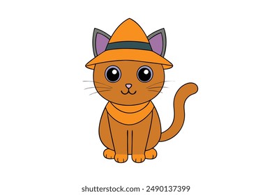 Spooky Halloween Cat Vector illustration.