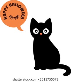 Spooky Halloween cat vector illustration for digital art, vector, cartoon, clipart, and line art designs.