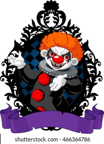 Spooky Halloween Clown in a black frame