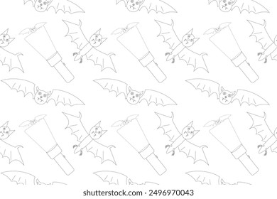 Spooky Halloween coloring page featuring flying bats and eerie lanterns. Perfect for kids and adults to enjoy the festive season.