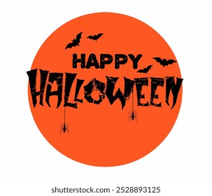 Design de Halloween assustador com morcegos, aranhas e letras assustadoras