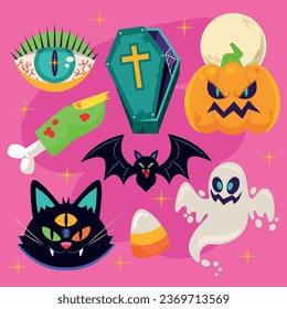 Spooky Halloween Elements Collection Set