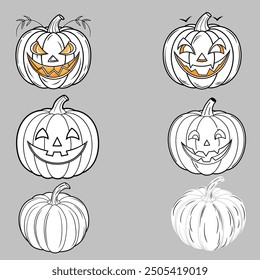 spooky halloween elements set illustration with white background