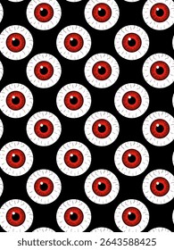 spooky halloween eyeball seamless pattern on a black background creepy and fun graphic design for october festivities