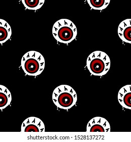Spooky Halloween eyeballs seamless pattern on black background