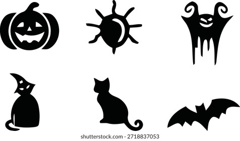 Spooky Halloween con un gato fantasma Jack O Lantern Murciélago y sombrero de bruja Palabras claves de calabaza Halloween, spooky, octubre
