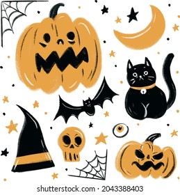 Spooky halloween flat icon collection