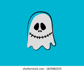 Spooky Halloween flat icon on blue background in vector illustration