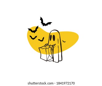Spooky Halloween flat icon on white background in vector illustration