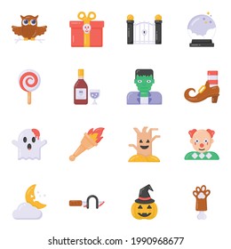 Spooky Halloween Flat Icons Pack 