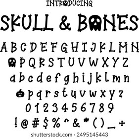 Spooky Halloween font typography vector illustration featuring eerie and playful letters. Perfect for Halloween posters, invitations, and decorations. Ideal for your haunted holiday projects.