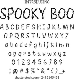 Spooky Halloween font typography vector illustration featuring eerie and playful letters. Perfect for Halloween posters, invitations, and decorations. Ideal for your haunted holiday projects.