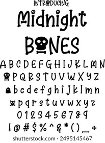 Spooky Halloween font typography vector illustration featuring eerie and playful letters. Perfect for Halloween posters, invitations, and decorations. Ideal for your haunted holiday projects.