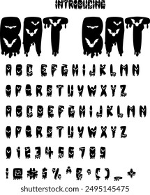 Spooky Halloween font typography vector illustration featuring eerie and playful letters. Perfect for Halloween posters, invitations, and decorations. Ideal for your haunted holiday projects.
