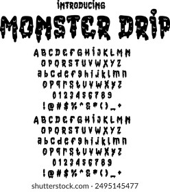 Ilustración vectorial de tipografía de fuentes de Spooky Halloween con letras espeluznantes y divertidas. Perfecto para carteles, invitaciones y decoraciones de Halloween. Ideal para sus proyectos de vacaciones encantados.