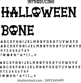 Spooky Halloween font typography vector illustration featuring eerie and playful letters. Perfect for Halloween posters, invitations, and decorations. Ideal for your haunted holiday projects.