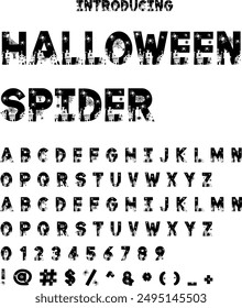Spooky Halloween font typography vector illustration featuring eerie and playful letters. Perfect for Halloween posters, invitations, and decorations. Ideal for your haunted holiday projects.